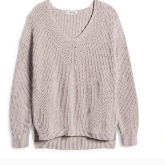 Madewell Woolside V-Neck Sweater Oatmeal /Cream Sz.Med - Picture 6 of 12